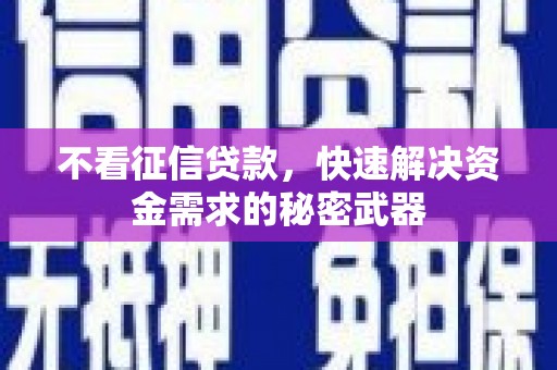 博望不看征信贷款，快速解决资金需求的秘密武器