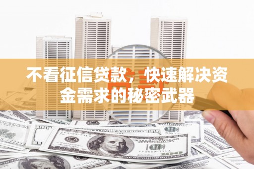 博望不看征信贷款，快速解决资金需求的秘密武器