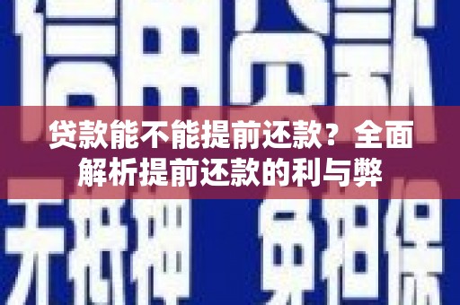 博望贷款能不能提前还款？全面解析提前还款的利与弊